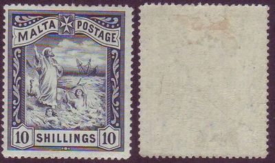 MALTA 1899 10s WMK Crown CA SG 35 MH Wert 100 GBP