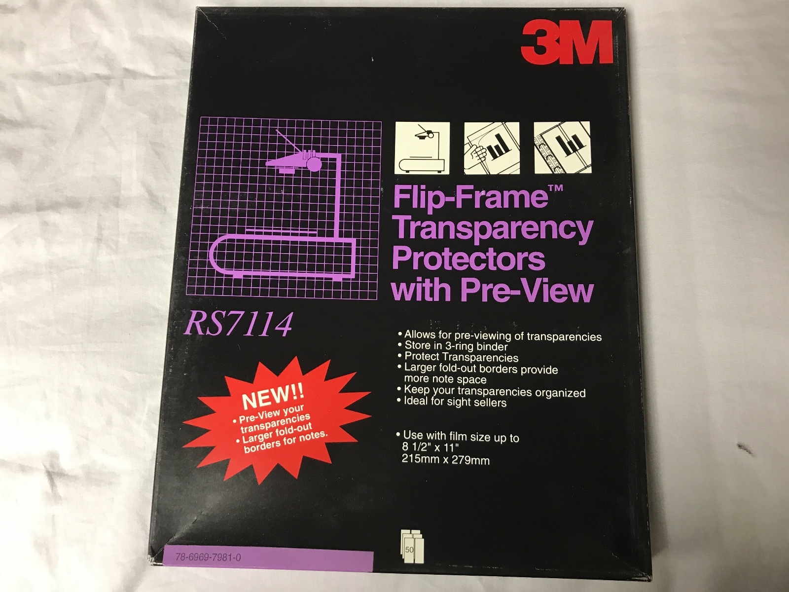 3M Flip-Frame Transparency Protectors with Pre-View RS7114 Pack of 50