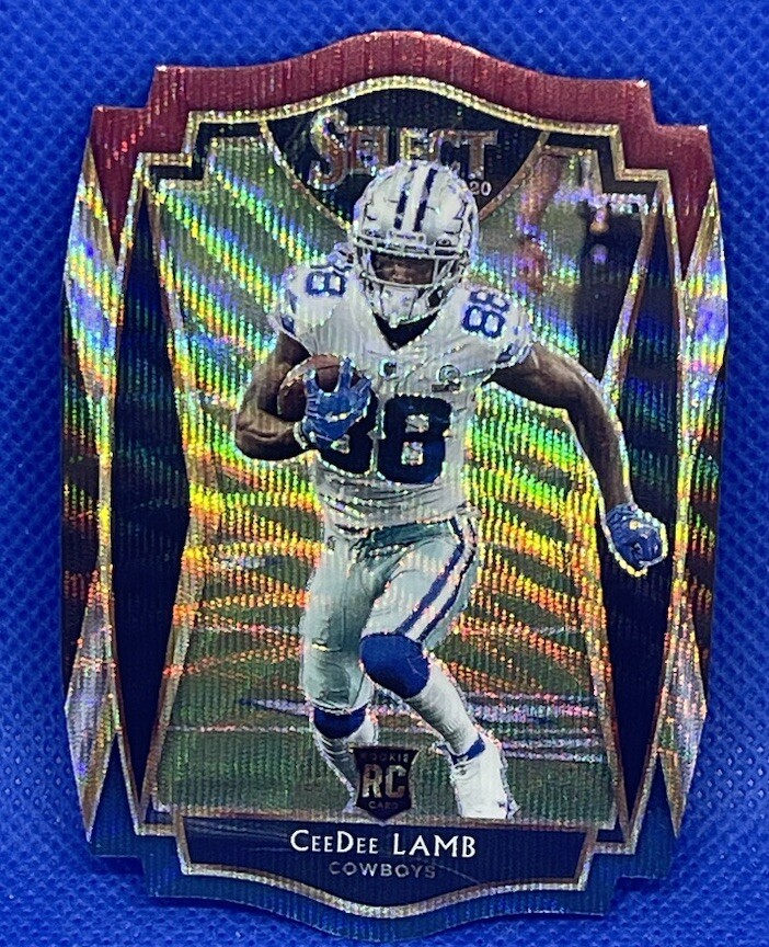 2020 Panini Select Premier Level Tri-Color Prizm Die-Cut CeeDee Lamb Rookie RC