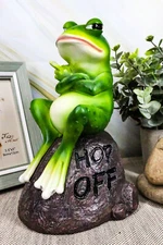 Hop Off! Rude Feisty Toad Frog Flipping The Bird Finger On Landscape Rock Statue