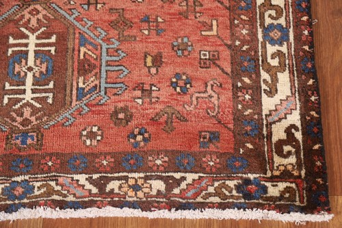 Vintage Heriz Geometric Runner Rug 4x11 Wool Hand-knotted Traditional Rug - Picture 7 of 23