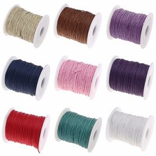 ❤ 90m/75m x COTTON Waxed Cord ROLL CHOOSE COLOUR 1mm Jewellery Making Thread ❤