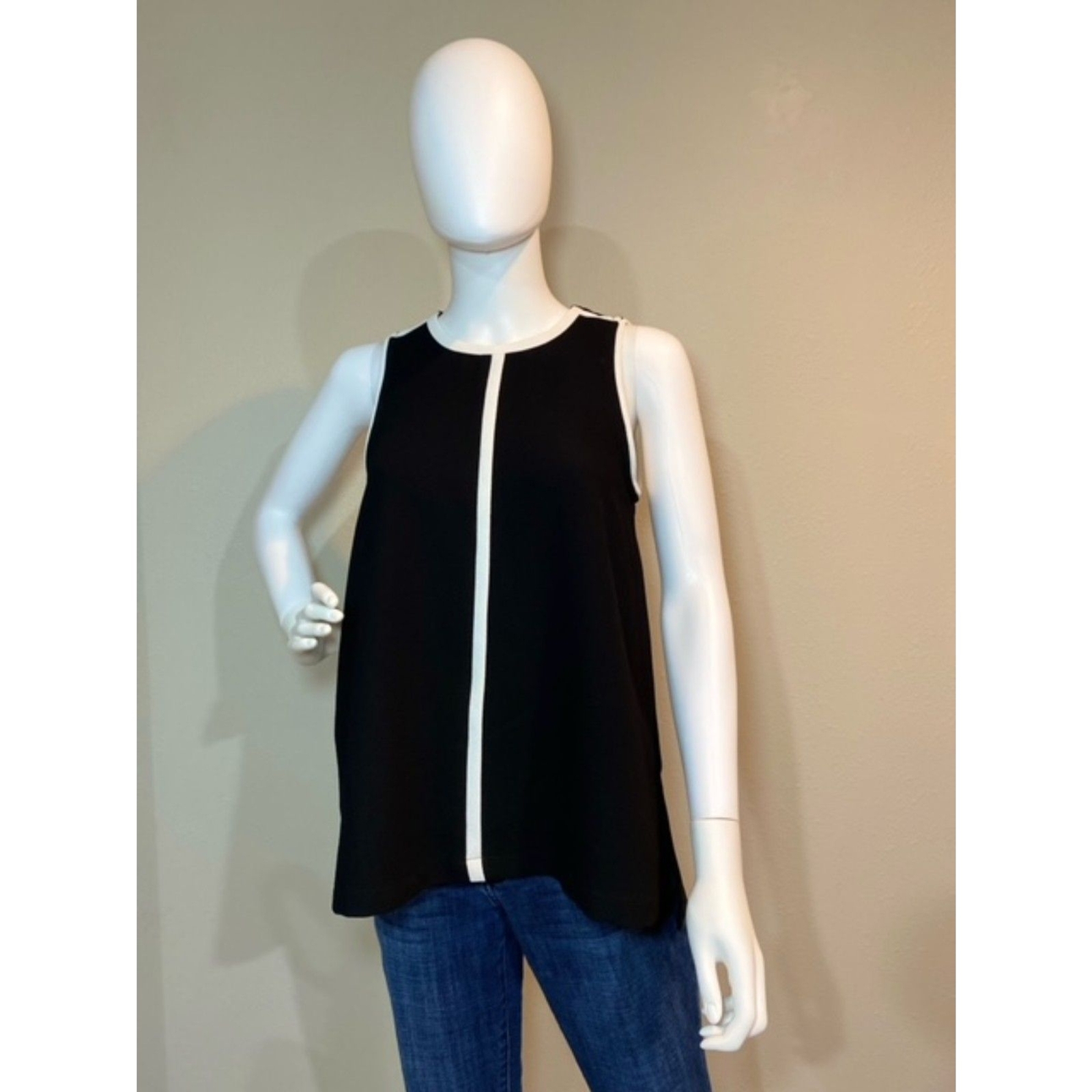 Madewell Black White Minimalist Sleeveless Tunic Blouse Womens XS