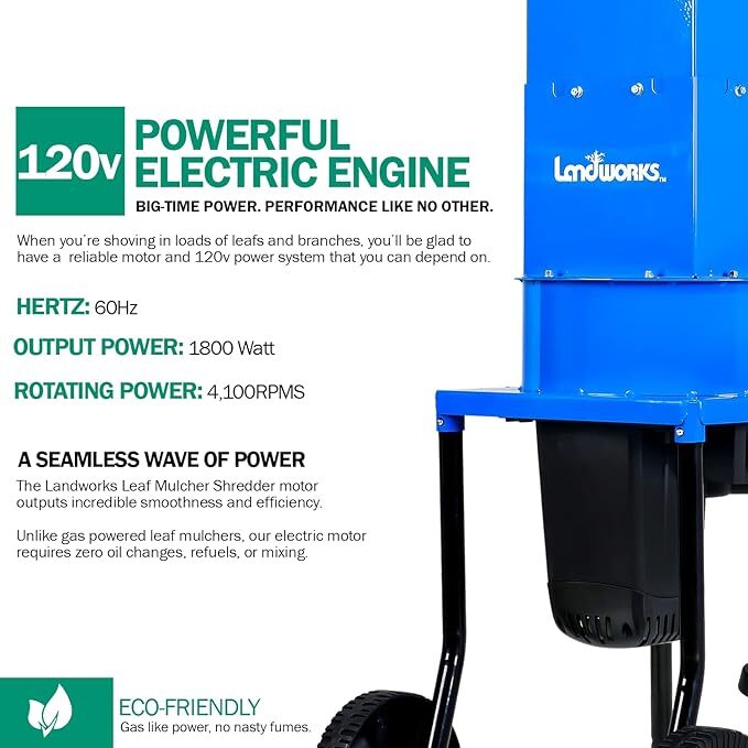 Landworks Leaf Mulcher Shredder Electric Green 120V AC 11" Cutting Blade BLUE eBay