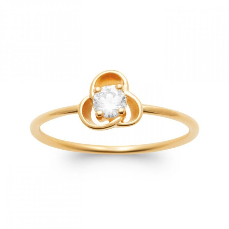 Bague fleur zirconium plaqué or 18 carats 750/000 poinçonné