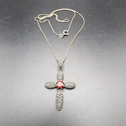 Sterling Silber Kreuz Halskette Steine