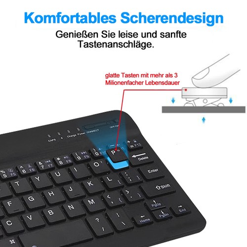 Bluetooth Tastatur Kabellos Keyboard für PC Tablet Notebook Laptop QWERTZ Layout - Bild 6 von 33