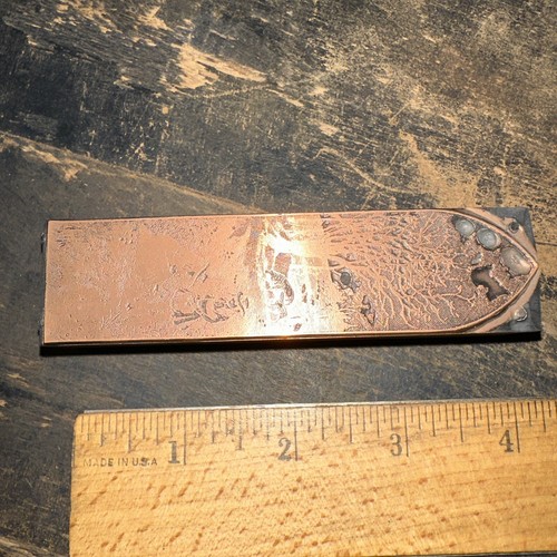 Printing Block “ 2 Girls in Field Picking Flowers” Copper Face, Nice Details! - Picture 7 of 12