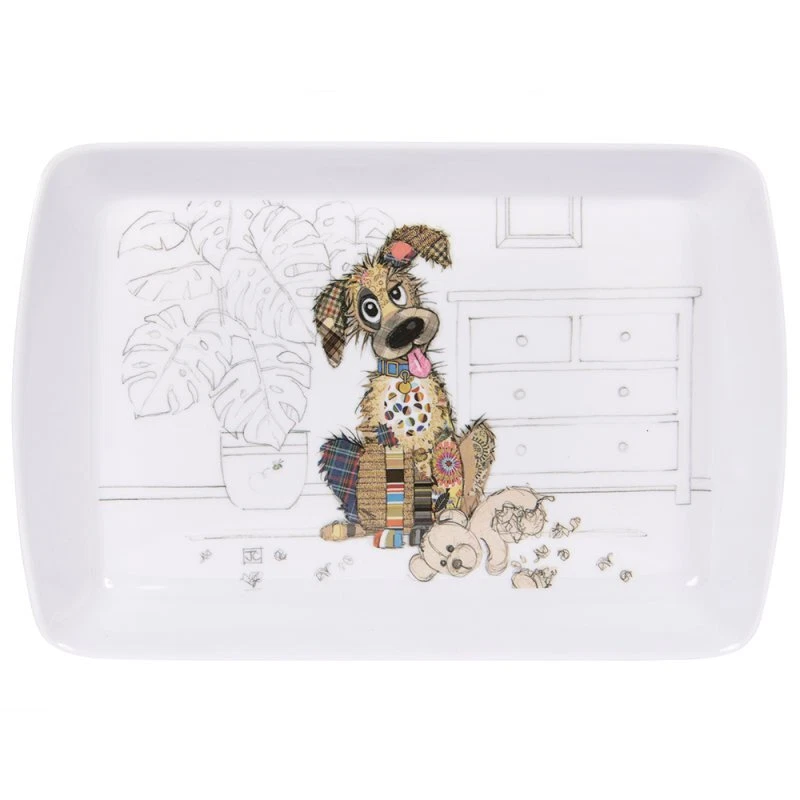 LESSER & PAVEY Murphy Mutt Serving Tray Small Melamine Food Platter Dog Theme Breakfast Tray