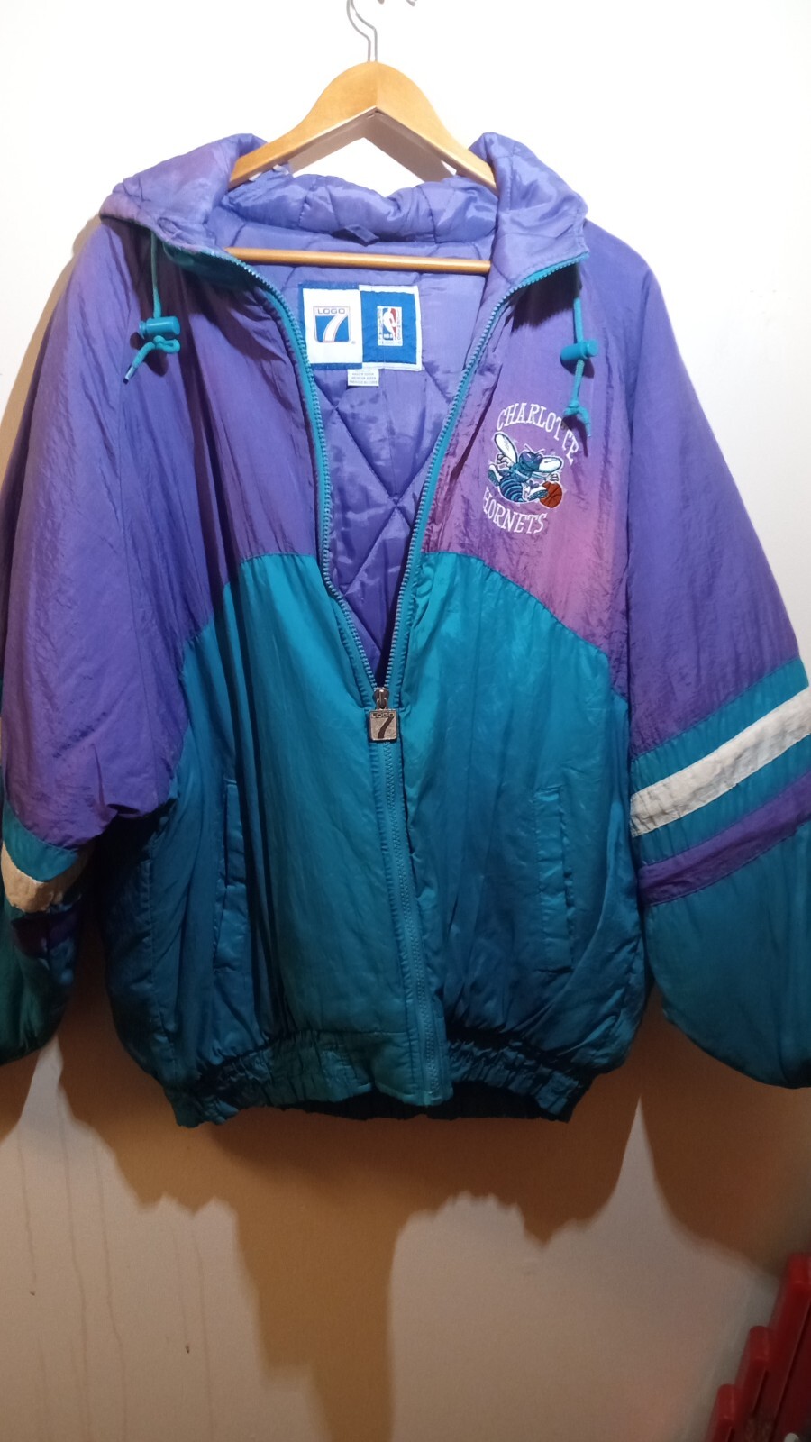 VTG Starter NBA, Charlotte Hornets Full Zip  coat Jacket with hood XL🔥