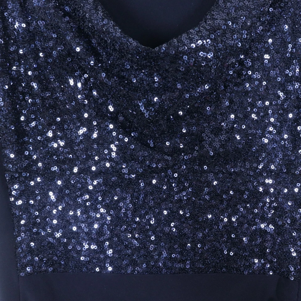 Maxi Vestido Ralph Lauren Noche Lentejuelas Azul Marino Para Mujer Talla 2 Foto 4 de 4