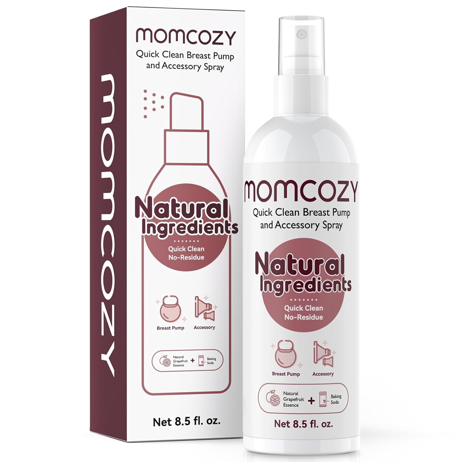Momcozy 8.5 Fl Oz Quick Clean Breast Pump Spray with Portable Bottle
