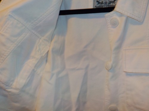 Levis Women Cotton Ivory Embroidered Military Shirt Jacket Boho NWT $160 z Med - Picture 9 of 10
