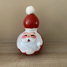 Vintage 1993 Primitive Folk Art 9.5" Santa Christmas Gourd Hand Painted Decor
