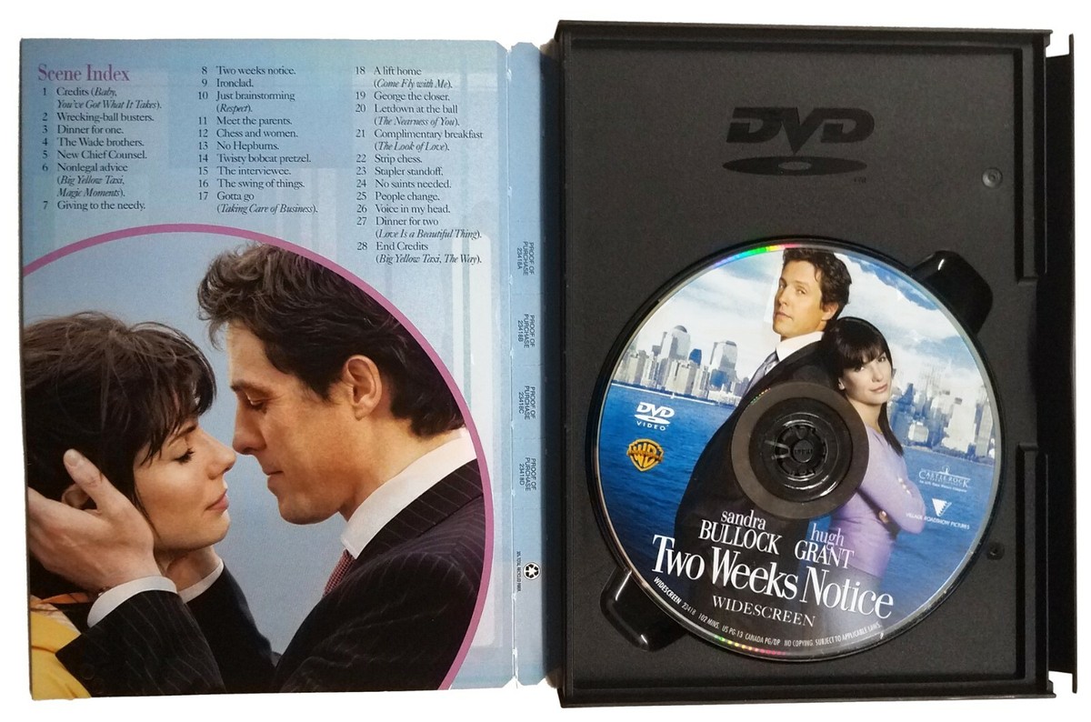 Two Weeks Notice (DVD 2003, Widescreen) Sandra Bullock, Hugh