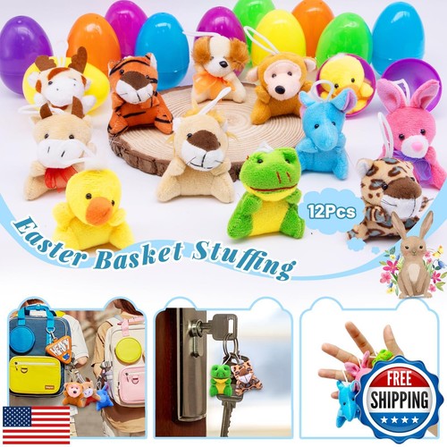 12 Pcs Prefilled Easter Eggs with Mini Stuffed Animal Plush Toys Easter Baske - Picture 5 of 5