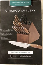 Chicago Cutlery Triple Rivet 13-Piece Knife Block Set Walnut Built In Sharpener