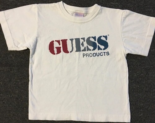 Vtg 90s Baby GUESS Jeans Spellout Shirt L USA Designer Hip Hop Beach Grunge 80s