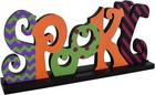 Halloween Wood Spooky Sign for Home Decor, Decorative Wooden Cutout Spooky Word 
