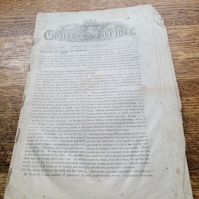 The Genesee Farmer, 1851. Vol. XXII. No. 2. - 9 Paper Magazine. Over 172 Yrs Old
