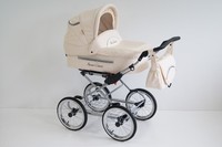 Fanari Classic Baby Pram 3in1 2in1 Travel System - Leatherette Collection- Beige Fanari Classic Baby Pram 3in1 2in1 Travel System - Leatherette Collection- Beige