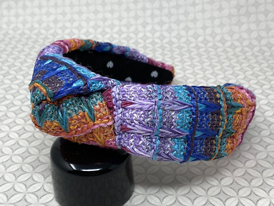 Lele Sadoughi Raffia Knotted Headband in Sunset Rainbow Lele Sadoughi Sunset Rainbow Raffia Knotted Headband  main image 2