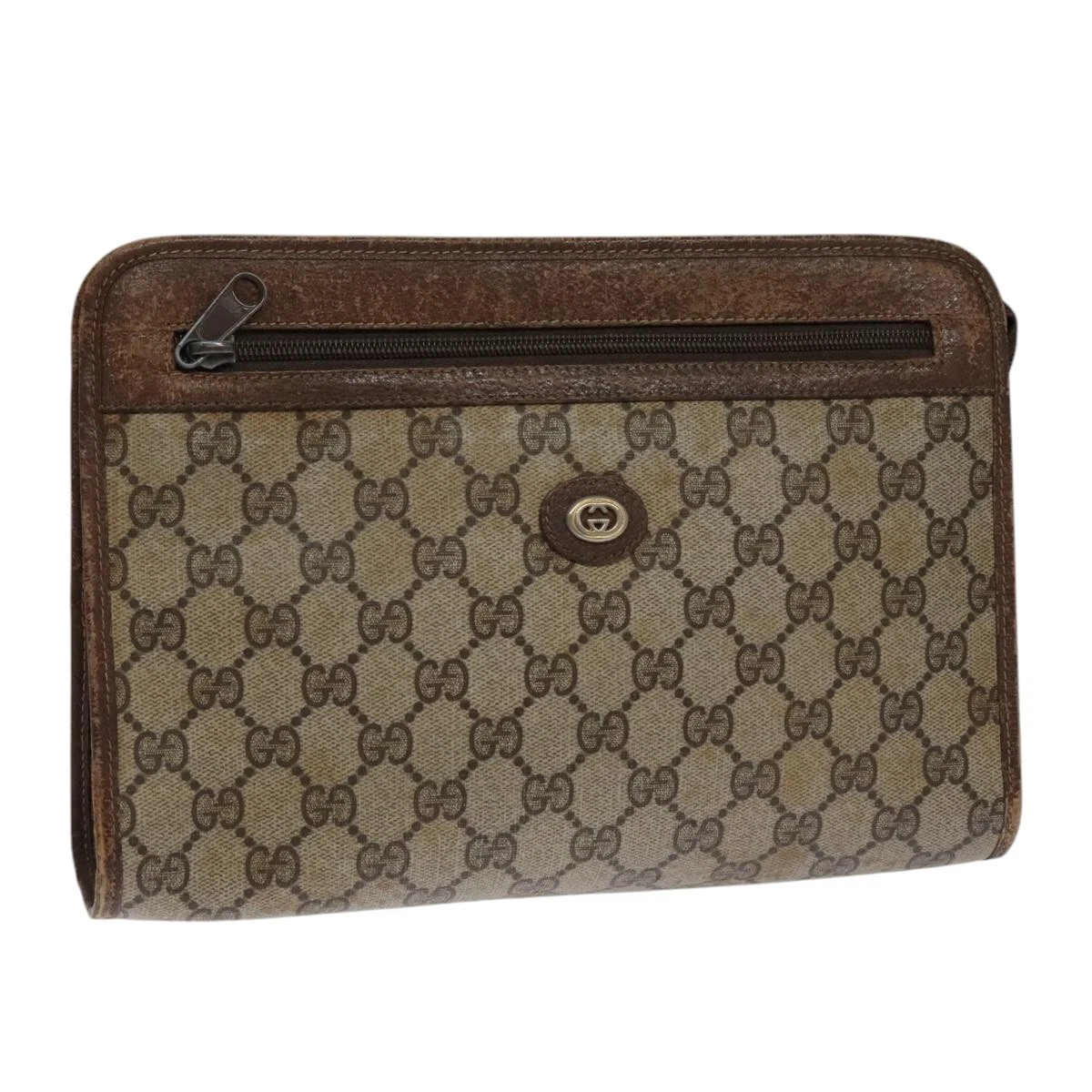 Sac pochette GUCCI GG Supreme PVC cuir beige 97 01 037 authentique 103034