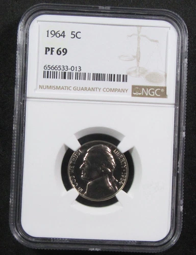 1964 5c NGC PF69. Gorgeous proof Jefferson nickel. (824244)