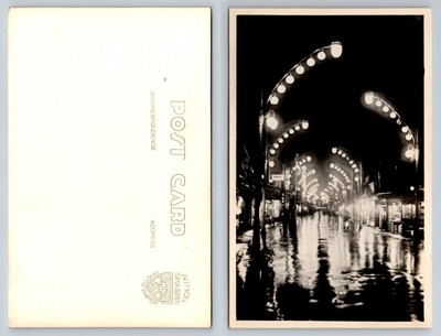 Motomachi Street, Kobe, Japan - Nacht - Wasser - RPPC - um 1930