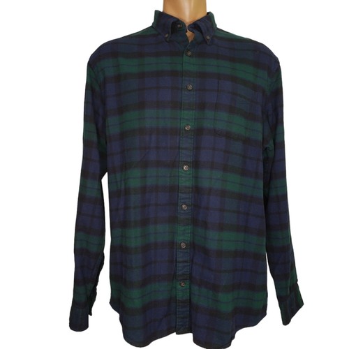 Lands End Traditional Fit Shirt Blue Green Black Watch Tartan Plaid Flannel XLT - Picture 3 of 6