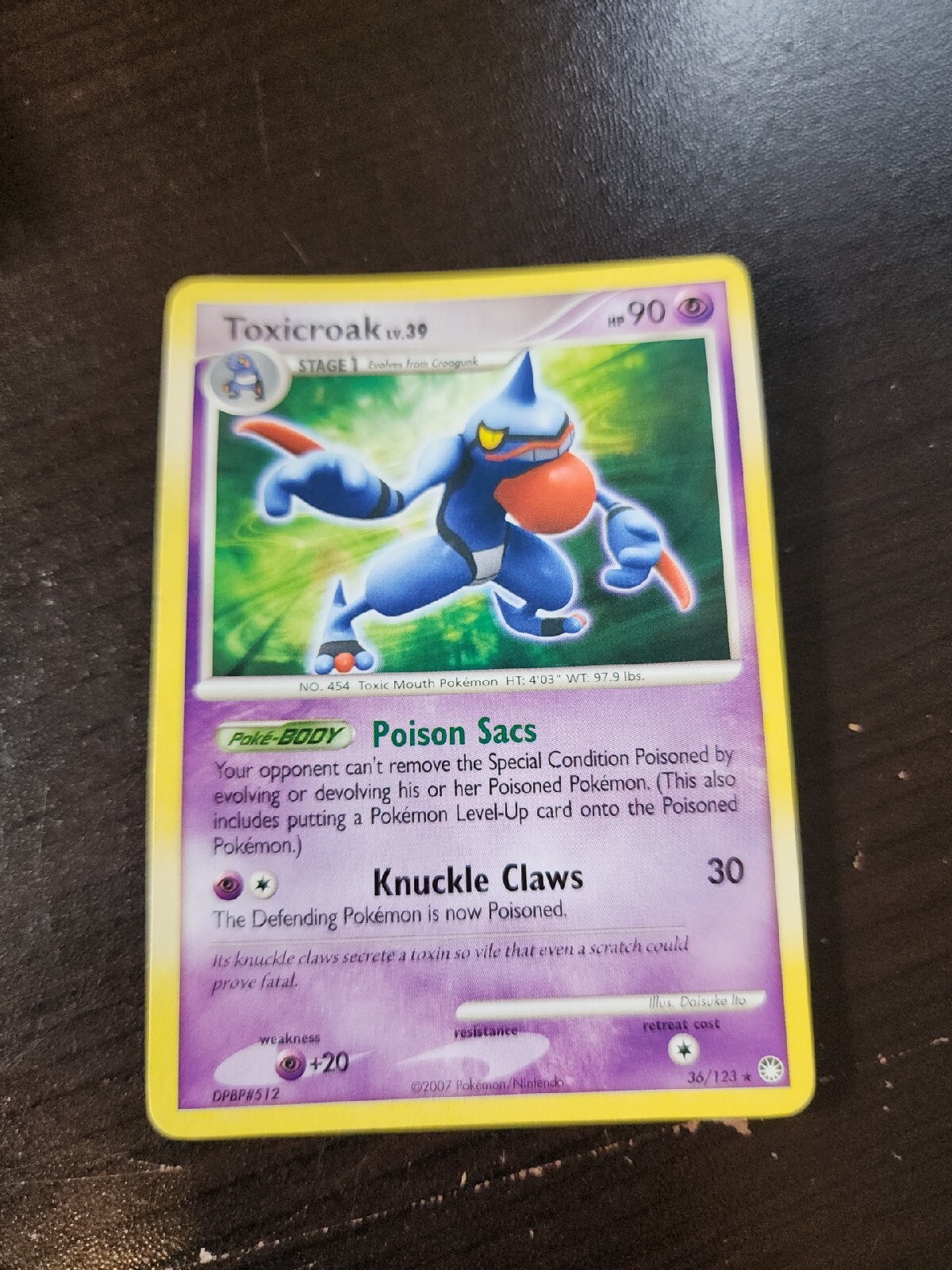 Pokemon Toxicroak Non Holo Rare 36/123 Mysterious Treasures Near Mint p36