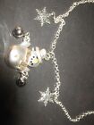 Chain Necklace Silver Tone Snowman w/ Bells Pendant