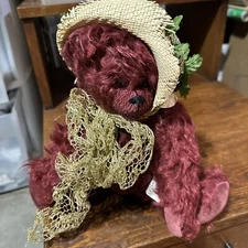 CM Carol Martin Mohair Bear Fully Jointed Handmade Red Hattie Artist Teddy 12"