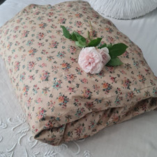 ANCIEN EDREDON SHABBY PETITES FLEURS GARNITURE PLUMES