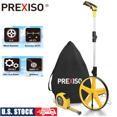 #ad PREXISO Measuring Wheels Collapsible Distance Measure Wheel 0 9999 Ft W Bag Tape $45.99