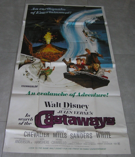 Original 1970 Walt Disney CASTAWAYS 3 Sheet Movie Poster USA 77"x39" - Picture 1 of 6