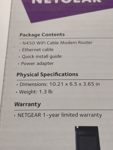 NETGEAR CG3000Dv2 N450 DOCSIS 3.0 Cable Modem Router Comcast Xfinity w/ Adapter - Picture 5 of 7
