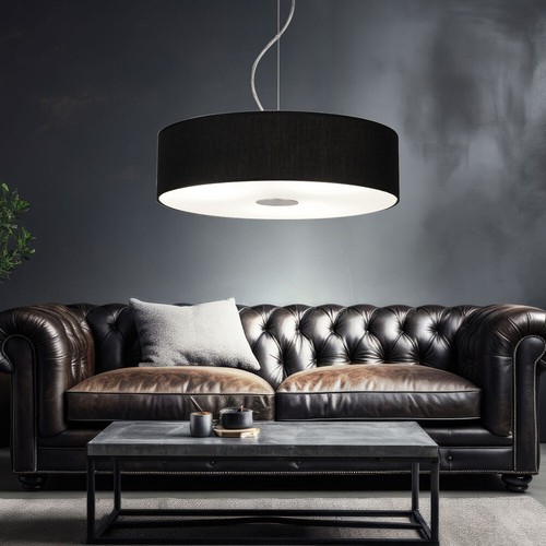 Design Hänge Decken Lampe Textil schwarz Küchen Glas Pendel Leuchte satiniert - Bild 4 von 10