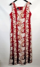 Vintage Royal Creations Hawaiian Sleeveless Sheath Dress Red Hibiscus Floral
