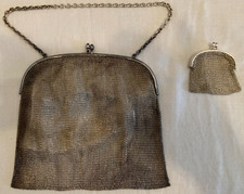 ART DECO  SET aus Handtasche + M&uuml;nzt&auml;schchen 900er SILBER um 1910 - 280g/30g