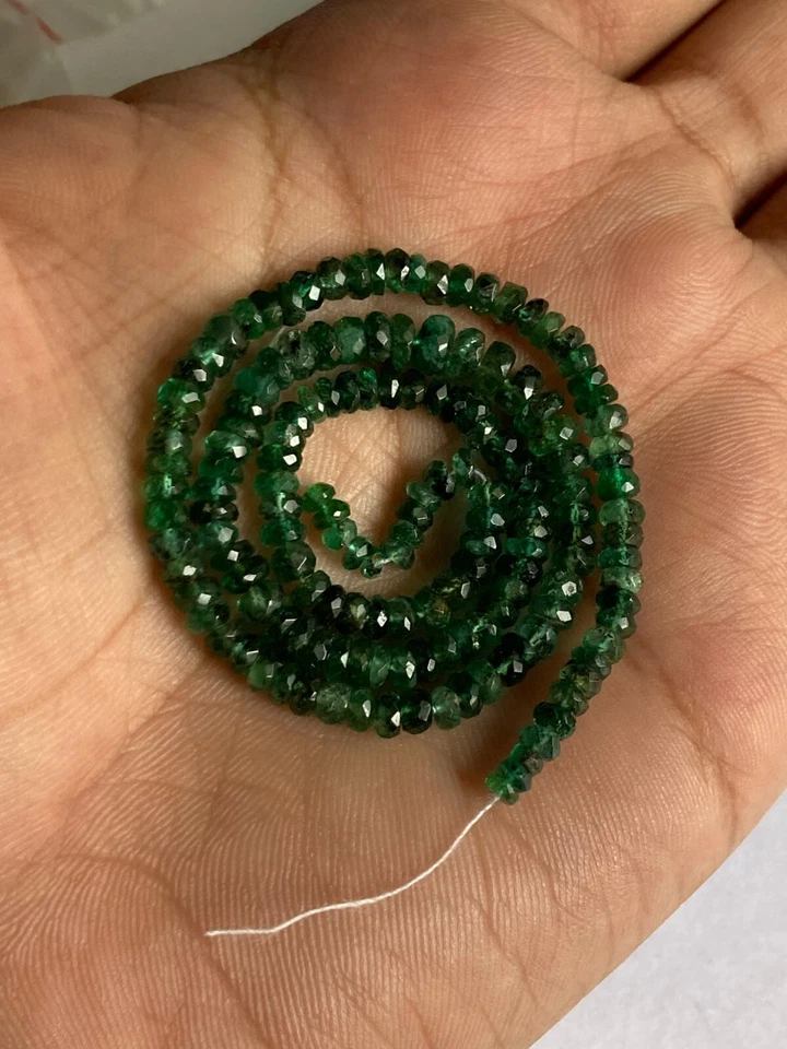 Натуральный замбийский изумруд тонкий 3-5,5 мм граненый круглый бусина прядь подлинный 12 дюймов - Изображение 2 из 4