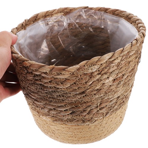 Cesto per Piante a Mano Vaso per Fiori Tessuto Fioriera per Piante da Interno - Foto 8 di 11