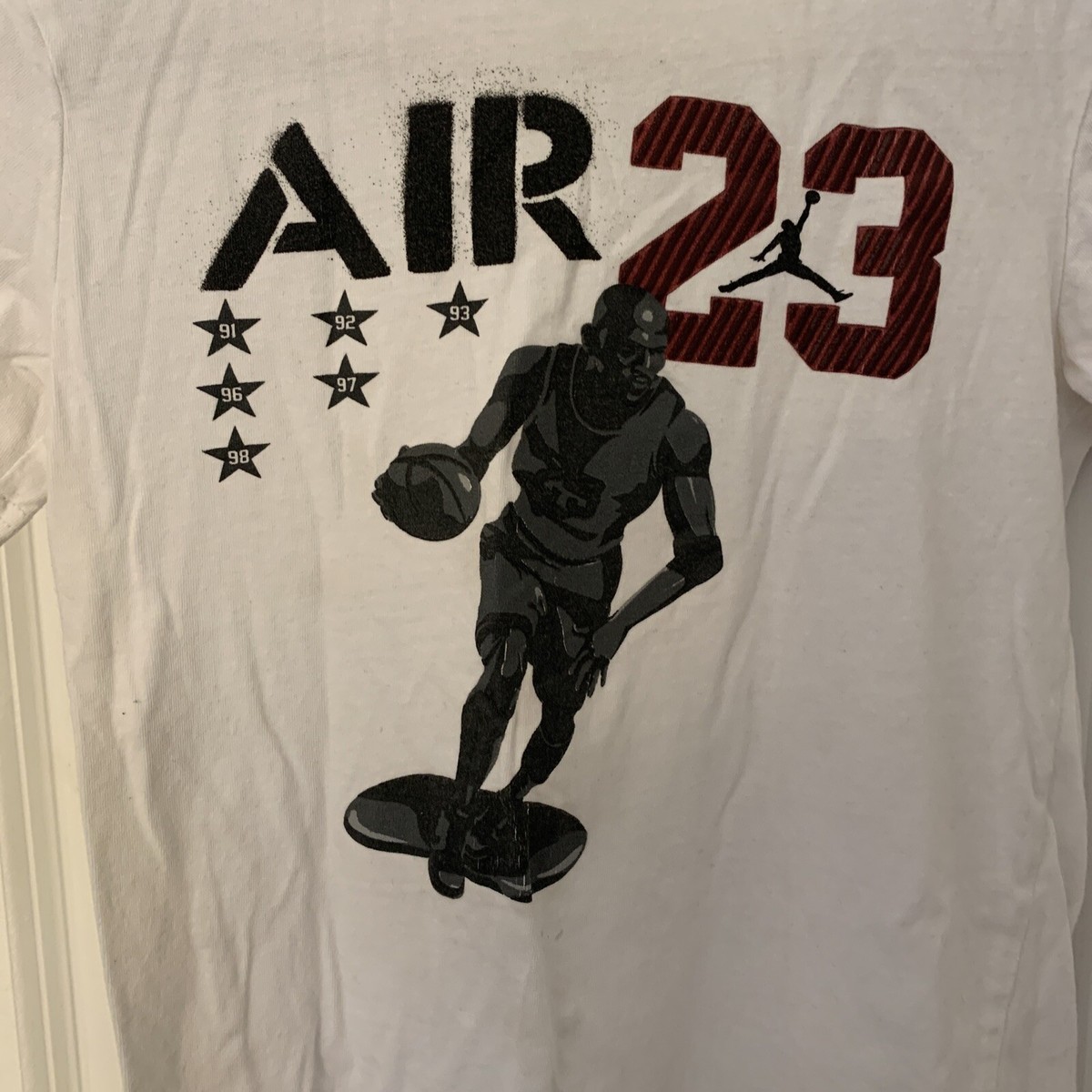 Air Jordan #23 Jumpman White Red Black T-Shirt Youth Size S