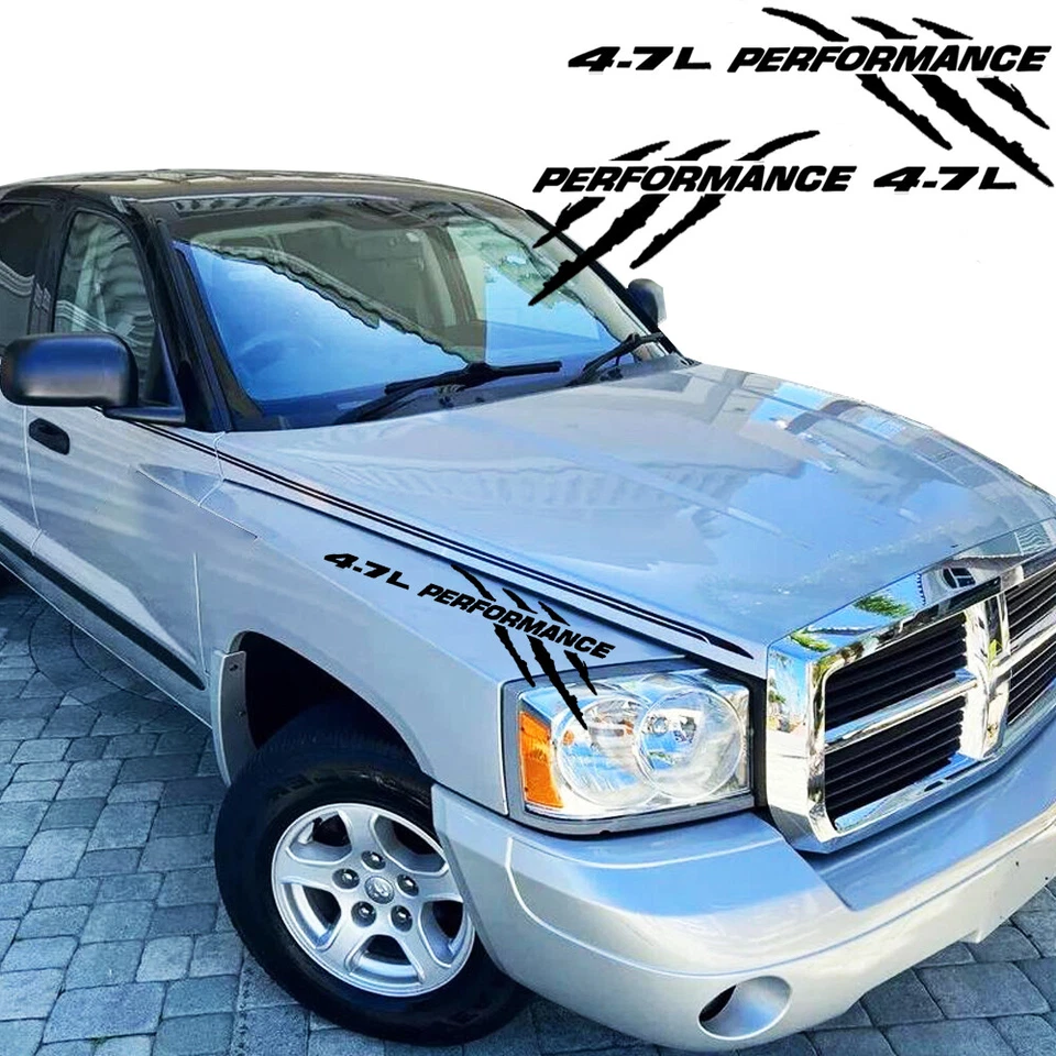 4.7L PERFORMANCE Hood Claw decals for Dodge Dakota Durango for Jeep Cherokee x2 - Image 4 of 4