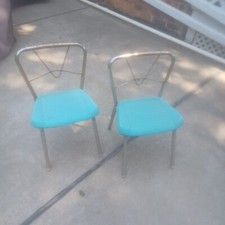 2x Vintage Toddler Child Metal Chairs play crafts - Made in USA