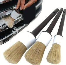 3pcs Car Exterior Interior Detailing Brush Set Boar Hair Cleaning Brushes - New