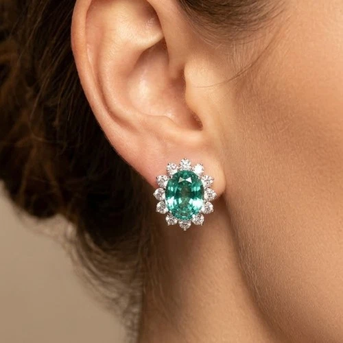 Seafoam Green Paraiba Tourmaline 11.80Ct 925 Sterling Silver Handmade Earrings