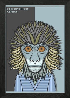 Gerahmtes Wandbild Poster Leinwanddruck Bild Schnurrbart Guenon Affe
