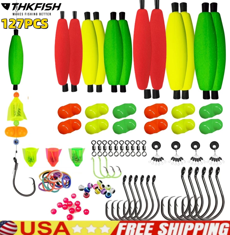 THKFISH 127PC Catfishing Tackle Making Kit Catfish Rig Accessories Catfish Tackle Floats