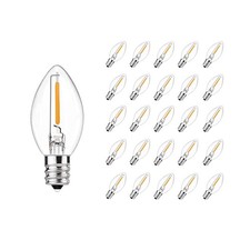 CHYParty 25 Pack C7 LED Light Bulbs, E12 Candelabra Base, 0.6W Warm White, C...